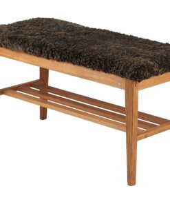 Køb Hall - Bænk i olieret eg Ægte fåreskind brun online billigt møbel