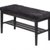 Køb Hall - Bænk i sortbejdset eg Ægte fåreskind mørkegrå online billigt møbel