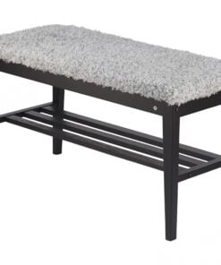 Køb Hall - Bænk i sortbejdset eg Fåreskindslook lysegrå online billigt møbel