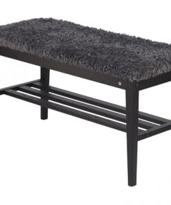 Køb Hall - Bænk i sortbejdset eg Fåreskindslook mørkegrå online billigt møbel