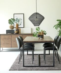 Køb Carlo spisebord i røget vild eg og sort metal online billigt møbel