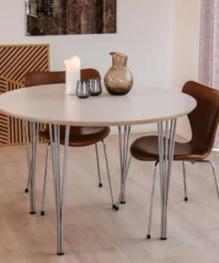 Køb DT 100 - Rundt spisebord i hvid laminat