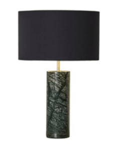 Køb Bordlampe - marmor grøn med sort skærm online billigt møbel
