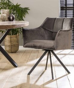 Køb Wegas - Spisebordsstole i gråt fløjl online billigt møbel