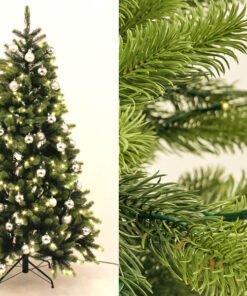Køb Juletræ 150 cm Spritzguss med 192 LED lys og sølvkugler online billigt møbel