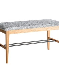 Køb Freja - Bænk i olieret eg med fem forskellige sæder Fåreskindslook lysegrå online billigt møbel