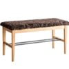 Køb Freja - Bænk i lakeret eg med fem forskellige sæder Ægte fåreskind brun online billigt møbel