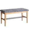 Køb Freja - Bænk i lakeret eg med fem forskellige sæder Ægte fåreskind lysegrå online billigt møbel