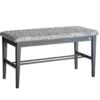 Køb Freja - Bænk i sortbejdset lakeret eg med fem forskellige sæder Fåreskindslook lysegrå online billigt møbel