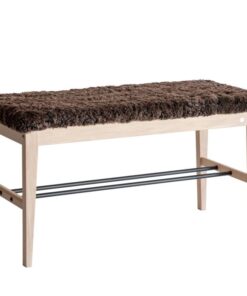 Køb Freja - Bænk i hvidolieret eg med fem forskellige sæder Ægte fåreskind brun online billigt møbel