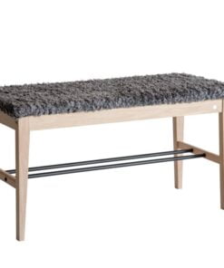 Køb Freja - Bænk i hvidolieret eg med fem forskellige sæder Fåreskindslook mørkegrå online billigt møbel