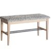 Køb Freja - Bænk i hvidpigmenteret lakeret eg med fem forskellige sæder Fåreskindslook lysegrå online billigt møbel