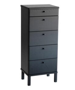 Køb Freja - Entre kommode i massiv eg med 5 skuffer Sortbejdset lakeret eg online billigt møbel