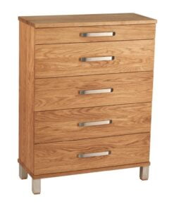 Køb Hall - Kommode med 5 skuffer og 70 cm bred Lakeret eg online billigt møbel