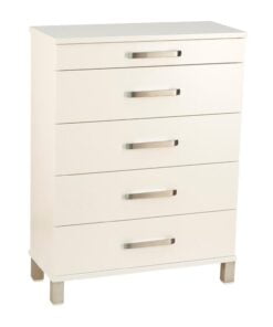 Køb Hall - Kommode med 5 skuffer og 70 cm bred Hvid birk online billigt møbel