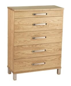 Køb Hall - Kommode med 5 skuffer og 70 cm bred Hvidolieret eg online billigt møbel