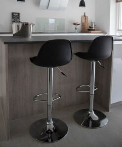 Køb Buster -  2 barstole i krom med sort sæde online billigt møbel