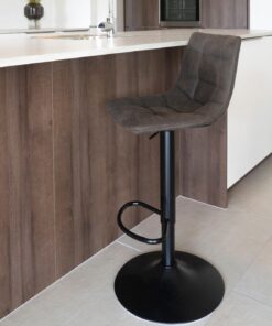 Køb Icey - 2 barstole i sort metal med mørkegråt stof stof online billigt møbel