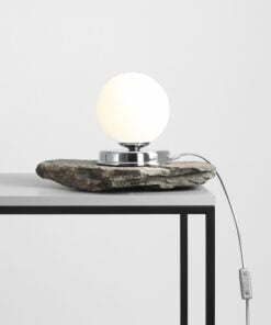 Køb Hazme - Bordlampe i krom og hvidt glas