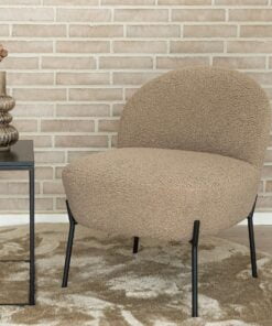 Køb Highland -  Lænestol i blød gråbrun kunst lammeskind online billigt møbel