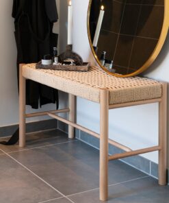 Køb Alamo - Bænk i lyst træ og flet online billigt møbel