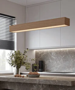 Køb Loftslampe i egetræ 120 cm online billigt møbel