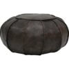 Køb Rund læderpuf Gustav antik koksgrå online billigt møbel