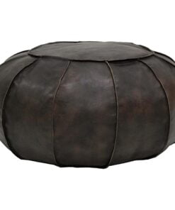 Køb Rund læderpuf Gustav antik koksgrå online billigt møbel