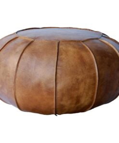Køb Rund læderpuf Gustav antik brun online billigt møbel