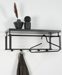 Køb Dinex - Hattehylde i sort metal og sort træ online billigt møbel