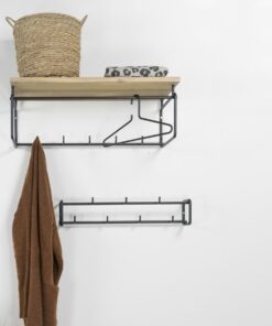 Køb Niro - Hattehylde i sort metal og egetræ online billigt møbel