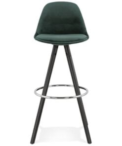 Køb Barstol i grøn velour med søvfod online billigt møbel