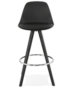 Køb Barstol i sort læder med sølvfod online billigt møbel