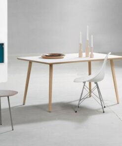 Køb DT 110 - Spisebord i hvid laminat med egeben 150 x 80 cm online billigt møbel