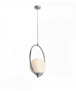 Køb Artic - Loftlampe i krom og kuppel i hvidt glas online billigt møbel