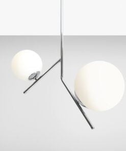 Køb Arts - Loftlampe i krom og hvidt glas online billigt møbel