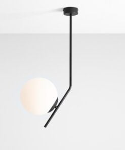 Køb Arts - Loftlampe i sort metal og hvidt glas