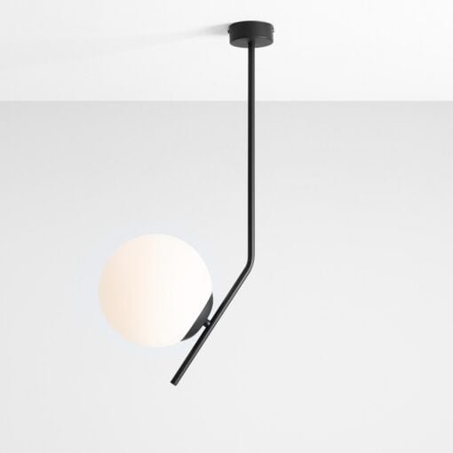 Køb Arts - Loftlampe i sort metal og hvidt glas