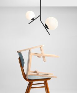 Køb Arts - Loftlampe i sort metal og hvidt glas online billigt møbel