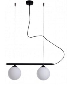 Køb Bernie - Loftlampe i sort metal og to hvide glaskupler online billigt møbel