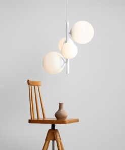 Køb Dizzy - Loftlampe i hvidt metal og hvidt glas online billigt møbel