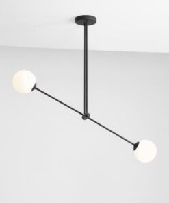 Køb Point - Loftlampe i sort metal og to hvide skærme online billigt møbel