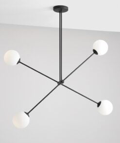 Køb Point - Loftlampe i sort metal og fire hvide skærme online billigt møbel