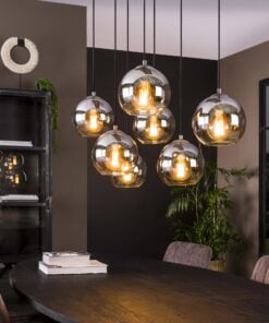 Køb Sphere - Loftlampe med syv lampeskærme i røgfarvet glas Levering uden pære online billigt møbel