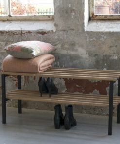 Køb Razor - Skohylde / entrebænk i sort metal og egetræ online billigt møbel