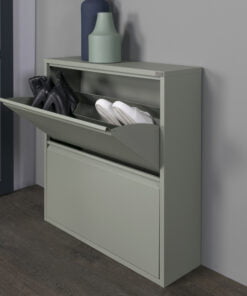 Køb Zapato - Skoskab med 2 dobbelt rum - støvet grøn metal online billigt møbel