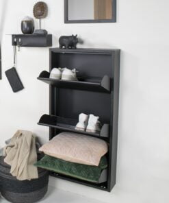 Køb Zapato - Skoskab med 3 rum - sort metal online billigt møbel