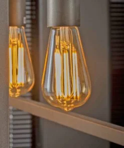 Køb Dråbeformet LED pære i ravfarvet glas online billigt møbel
