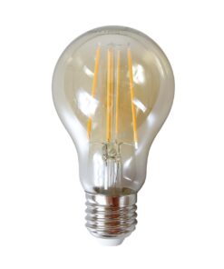 Køb Lille rund LED pære i ravfarvet glas online billigt møbel