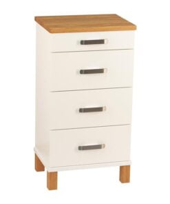 Køb Hall - Kommode med 4 skuffer og 40 cm bred Hvid lak/ olieret eg online billigt møbel